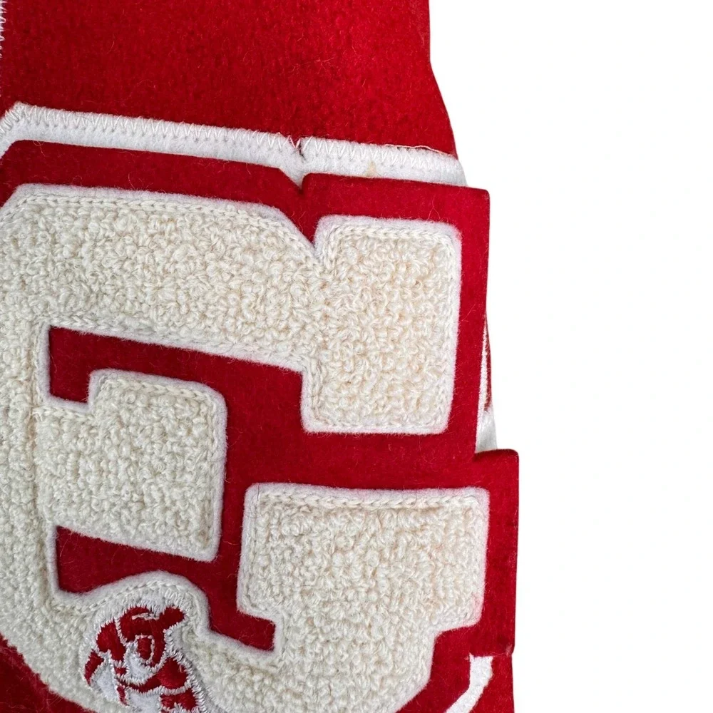 Vintage‎ Diamond Sports Tom Crowl Letterman Jacket Red Wool Tan Leather Size 44